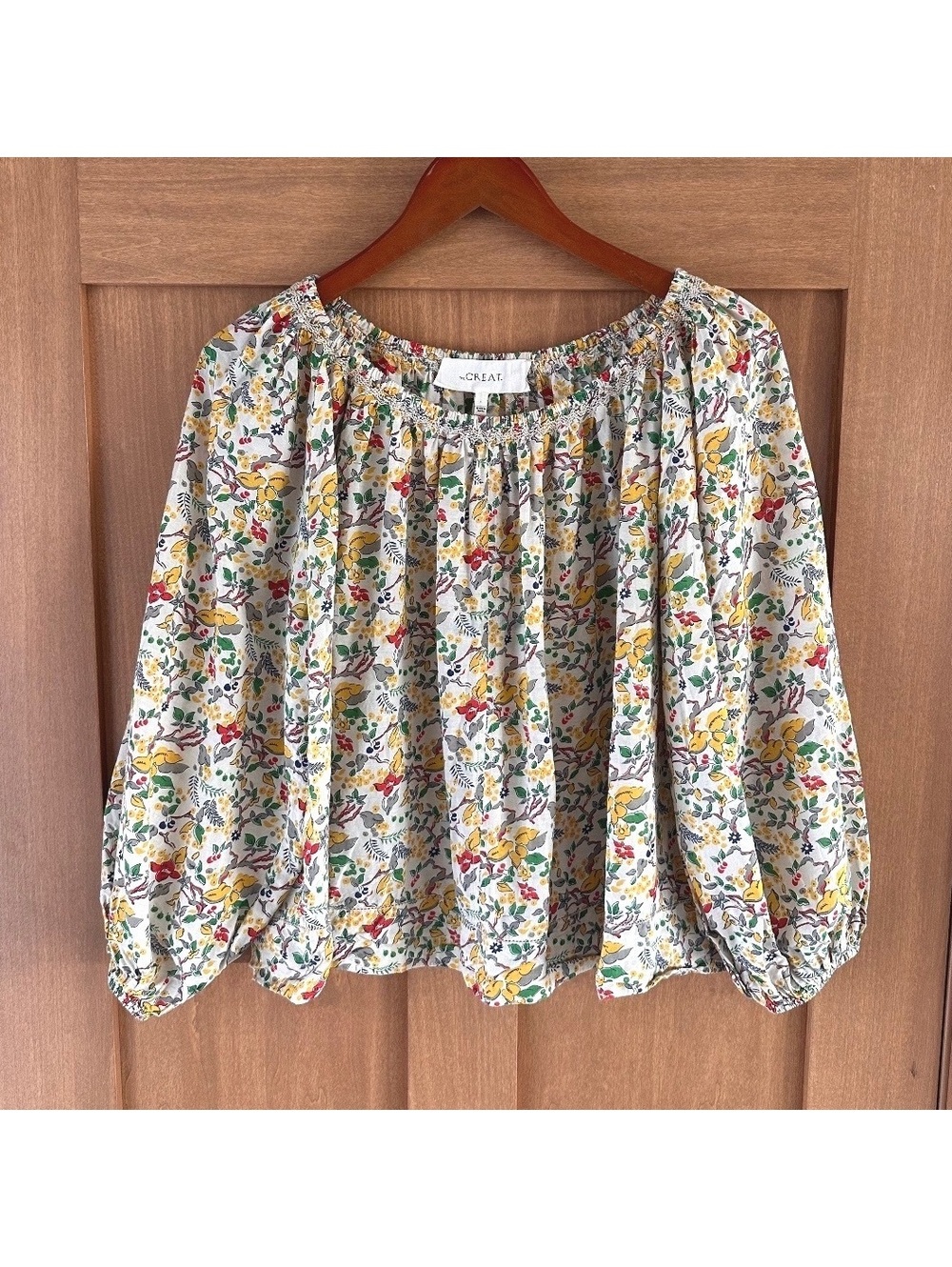 The GREAT. The Canopy Top Blouse Puff Sleeve Boxwood Floral Women’s size 1 Small